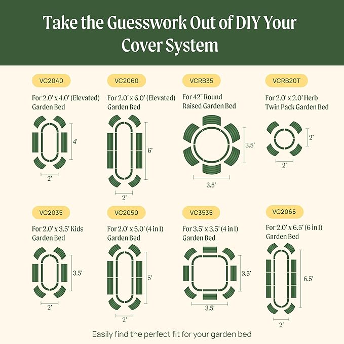 Vego garden Cover System for 2.0' x 4.0' Elevated Rolling Garden Bed-S Series (Garden Bed not Included)