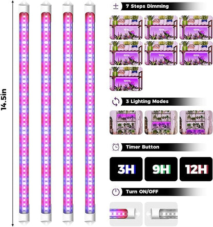 Bamworld Plant Stand with Grow Lights for Indoor Plants Wood Plant Shelf 4 Tier Large Flower Stand for Mutiple Plant Holder Rack for Patio Living Room BalconyDecor Purple Light