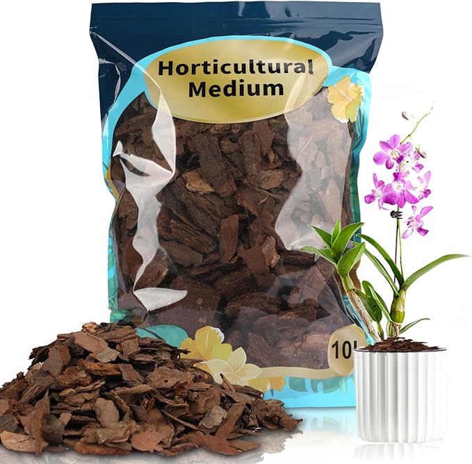 Orchid Bark, Pine Bark for Plants Natural Mulch for Potted Plants, Wood Chips for Garden