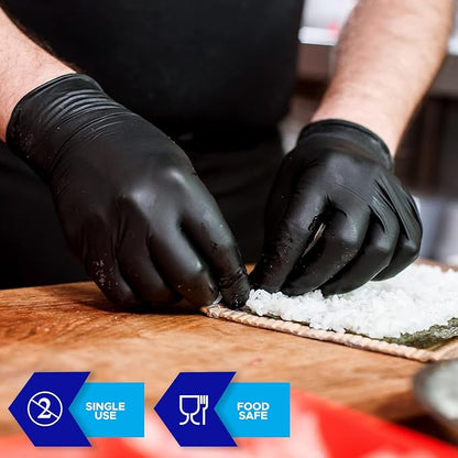 Heavyweight Nitrile Gloves a Black & Blue, Exam Grade, Chemo Tested, Latex-Free, Powder-Free, Disposable Glove