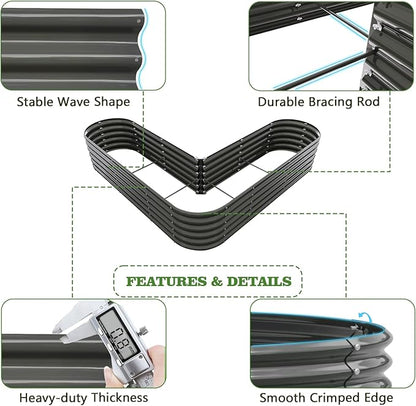 A ANLEOLIFE 2 Set Heart-Shaped Galvanized Raised Garden Beds Outdoor,81x81x18in Large Metal Planter Box for Planting Vegetables Flowers Herb, Anti-Rust & Easy-Setup, Quartz Grey