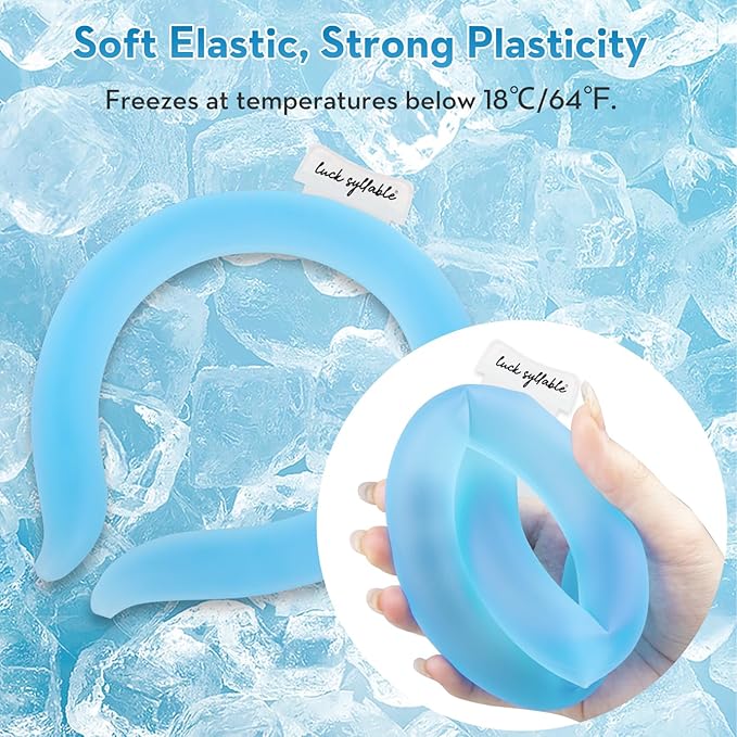 Neck CoolingTube with Insulated Bag, Reusable Ice Coolers Wearable Cooling Products, Neck Ice Coolers for HotWeather (Blue)