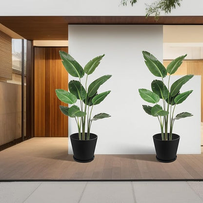 Kozyard 2Packs Round Planter Indoor Outdoor Plant Pots with Tray Collecting Water for Porch, Patio, Backyard Planters Modern Décor for Tall Plants, Flowers