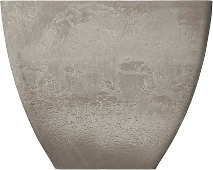 PSW Pot Collection 16x13 inch Plastic/Stone/Wood Composite Square Planter – No Drainage Hole (Drillable), Modern Indoor/Outer Pot for Flowers, Foliage, Succulents, Fairy Gardens, Cement Color