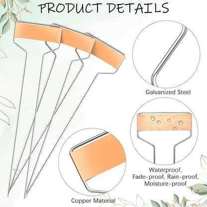 Moxweyeni 60 Pcs Metal Garden Tags Plant Labels for Garden Waterproof Plant Markers with 2 Permanent Pen Planting Nursery Tags Reusable Labels Stake for Plants (Copper,10 Inch)