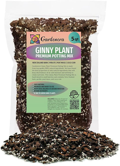 GARDENERA Monstera Ginny Potting Mix - Retains Moisture and Enhances Root Growth - 5 Quart