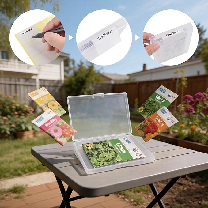 [Boobowl] Seed Storage Organizer with 36 Slots, Hard Shell Seed Holder with Labels, Dry Storage Container for Garden Vegetable Seeds, Sturdy Carrying Bag with Handle and Shoulder Strap(Box Only)