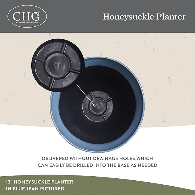 Classic Home and Garden Honeysuckle Resin Planters - Lightweight Indoor & Outdoor Plant Pots - UV-Resistant Plastic Flower Pots - Pot Planters for Flowers & Herbs (15" Tequila Sunrise)