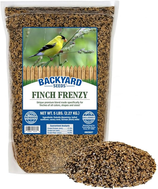 CountryMax Backyard Seeds Finch & Small Songbird Frenzy 5lbs - Premium Nyjer Thistle Seed Blend for Finch Feeders, Small Bag of Wild Bird Food