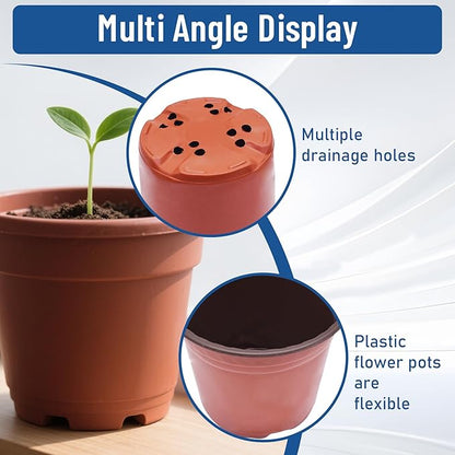 WFLNHB 100 Pack 8 Inch Nursery Pots Plastic Plant Pots Flexible Seedling Pot for Indoor and Outdoor Use