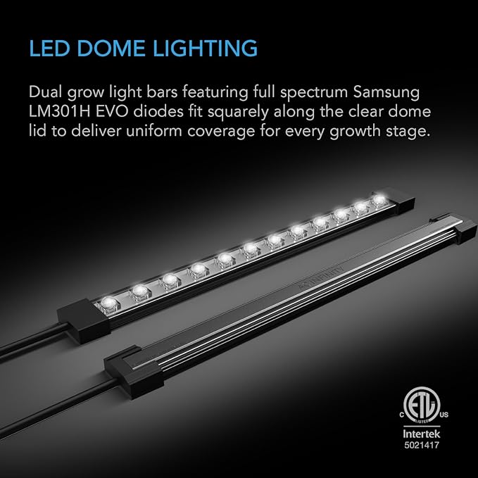 AC Infinity Heavy-Duty Humidity Dome 5x8 Germination Kit, Full Spectrum LED Grow Light Bars w/Samsung LM301H EVO LEDs, Heat Mat, 3 mm Thickest Dome, Trays, Vented Panels, for Seed Starting