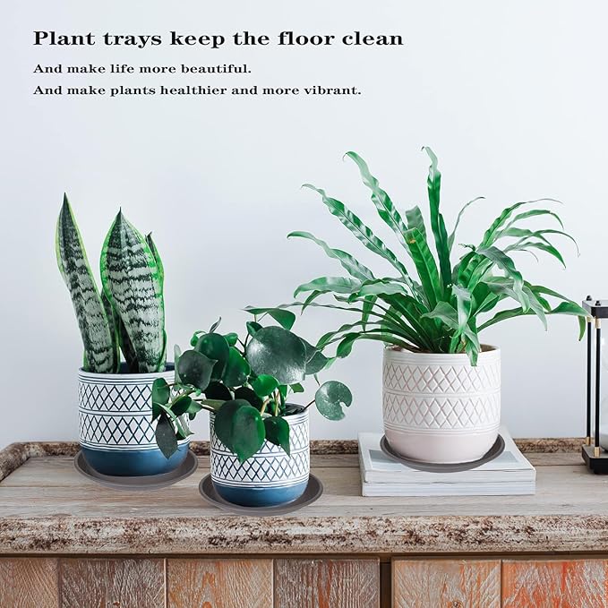 2 Pack of 22 inch Plant Saucer, Large Plant Tray, Heavy Sturdy Plant Drainage Tray for Indoors, Bird Bath Bowls, Sturdy Plastic Pot Tray for Planter 20 21"(Brown)