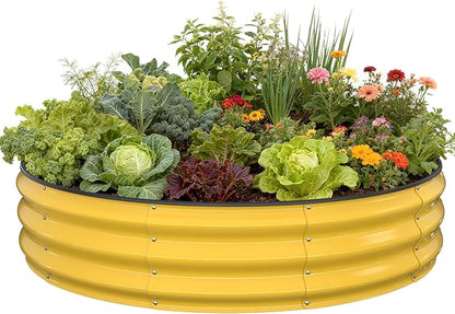 Raised Garden Bed, 4x4x1 FT Round Raised Garden Beds Outdoor, Metal Raised Beds for Gardening Vegetables Flower Herb