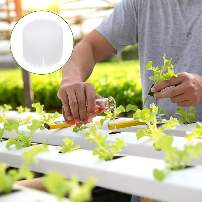 50-Pack Hydroponics Sponges, 0.98 Inch Growing Media Cylindrical Sponges for Planting Gardening Tool/Grow Seedlings/Home Vegetable Flower, Soilless Cultivation Seedling [White]