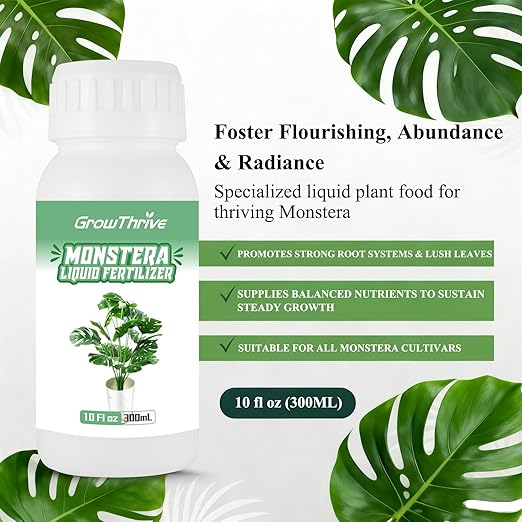 Monstera Plant Food 300ML (10oz) – Organic Microbial Probiotic Fertilizer for Monstera Deliciosa & Indoor Plants – Liquid Nutrient for Greener Leaves & Strong Roots