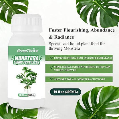 Monstera Plant Food 300ML (10oz) – Organic Microbial Probiotic Fertilizer for Monstera Deliciosa & Indoor Plants – Liquid Nutrient for Greener Leaves & Strong Roots