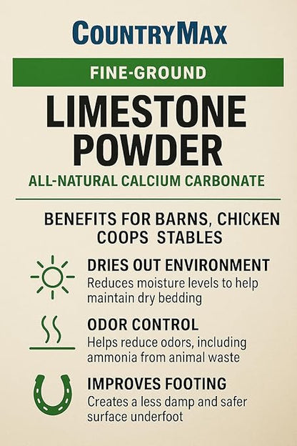 Fine Ground Limestone Powder 50 lb – All-Natural Calcium Carbonate for Lawns, Gardens, Chicken Coops, Odor Control, Soil pH, and Agriculture – Soft White Lime Rock Dust