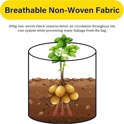 iPower 7 Gallon 5 Pack Potato Grow Bags with Flap and Harvest Window, Garden Planting Pot with Durable Handle, Thickened Nonwoven Fabric Container for Tomato, Carrot, Vegetable and Fruits