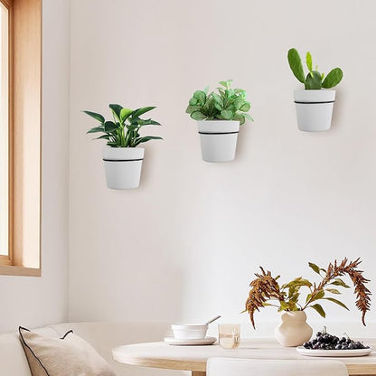 3 Set Hanging Planters Self Watering Plant Hangers for Indoor Outdoor Plants 6.3 Inch Wall Amount Flower Pots Basket with Drainage Hole DIY Room Patio Yard Decor(White)