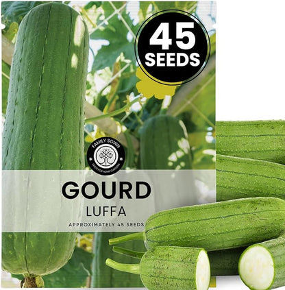 Luffa Gourd – 45 Premium Seeds for Planting – Natural Sponges, Vigorous Vines, Abundant Harvests for The 2026 Season – 5 Gram Pouch