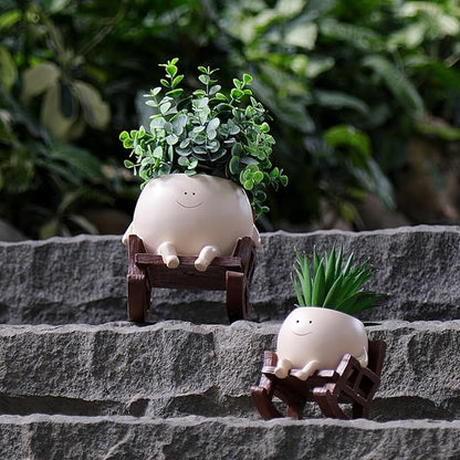 NINIPAPA Cute Plant Pots Smiley Face Planter Funny Flower Pot, Rocking Chair Large Face Pot for Indoor Plants, Unique Head Planters Plant Lover Gifts on Mother's Day Birthday
