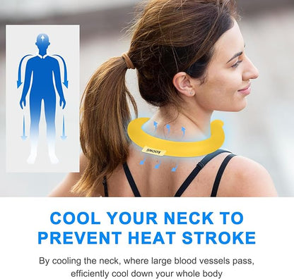 2-Pack Reusable Neck Cooling Tubes with Insulated Bag – Fast Freeze Ice Neck Wraps for Hot Weather, Sports & Outdoor Use, Eco-Friendly Ice Ring for Instant Cooling Relief Size M (Lemon Yellow)