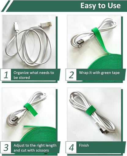 65.6 Ft Plant Ties Garden Tape, Reusable Adjustable Plant Clips for Climbing Plants, Green Nylon Self Adhesive Plant Twist Tie Strap to Support Gardening Plants