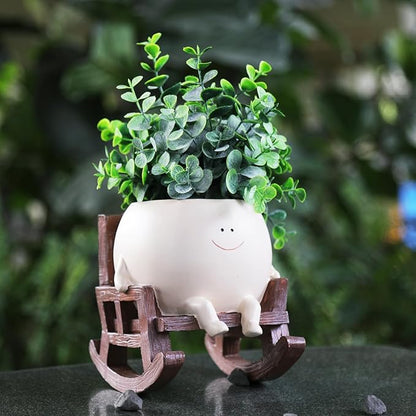 NINIPAPA Cute Plant Pots Smiley Face Planter Funny Flower Pot, Rocking Chair Large Face Pot for Indoor Plants, Unique Head Planters Plant Lover Gifts on Mother's Day Birthday