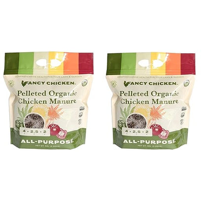 All-Purpose Manure - 5lbs Pelleted Dried Organic Chicken Manure | All-Natural Plant Food | Ideal for Vegetables Plants Fruits Trees Lawn Gardening & Farming | USDA Organic (2 Pack)