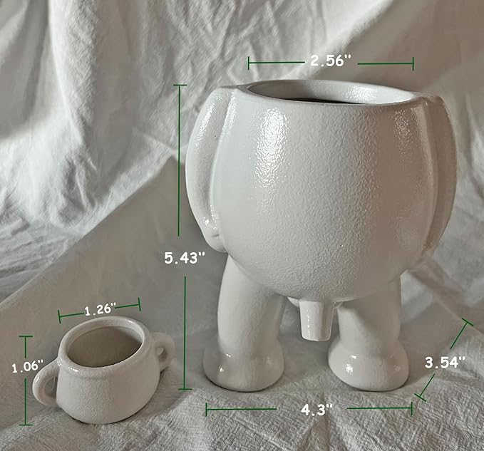 Creative Ceramic Human Shape Planter - Funny Penis Planter with Drainage, Stylish Peeing Pot for Indoor/Outdoor Piss Succulent Plant Pot, Gift for Father Friends Family, 5.4 Inches (White)