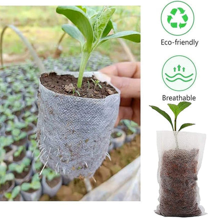 Tarklanda 100pcs Grow Bags,Biodegradable Non-Woven Plant Nursery Bags Plant Fabric Seedling Pots Bags Plants Home Garden Supply (7.8 * 11.8)