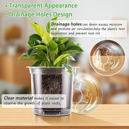 SupKing Clear Nursery Pots 5/4/3.5 Inch Plastic Seed Starter Plant Flower Pot with Drainage Holes for Transplanting Succulents Cuttings Seedlings 15 Labels (12Pcs)