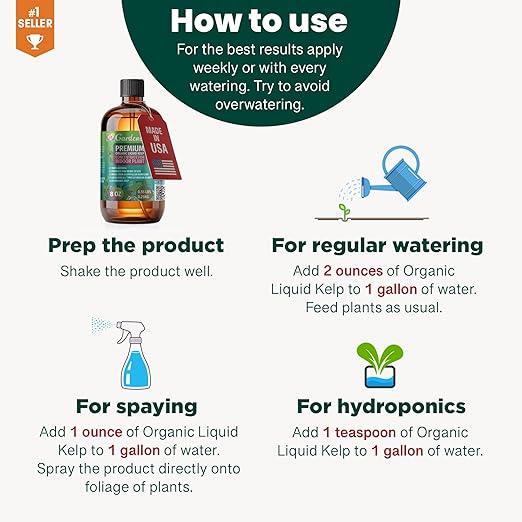GARDENERA Premium Organic Seaweed & Kelp Superfood for Carnivorous Plants Plants - 32 oz - Liquid Kelp Fertilizer Concentrate (Makes 180 Gallons)