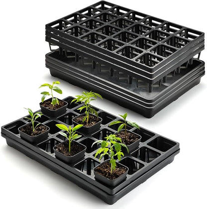 24 Cell Nursery Pots Trays (17"x11"x2") with Plastic Flat Seed Starter Trays, Durable Carrying Seedling Starter Tray, Reusable Planting Tray for Holding 2.7 inch Nursery Pots, 3 Sets Combo