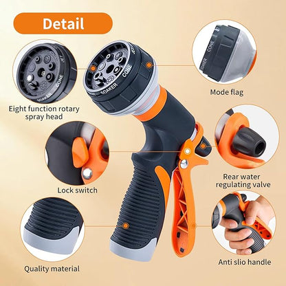 Garden Hose Nozzle Sprayer,Water Hose Sprayer with 8 Adjustable Spraying Modes,2 Pack High Pressure Nozzle Sprayer,Leak Proof Hand Sprayer for Watering Plants, Car and Pet Washing