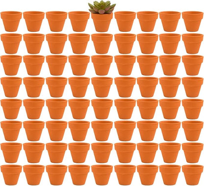 Fcacti 2 Inch Terracotta Pots Pack of 72-Mini Clay Pot with Drainage Hole for Tiny Cactus Herb lithop,Small Succulent Planter Nursery Plant Pot for Windowsill,Cactus Plant,Crafts,Wedding Favors