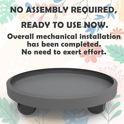 WanderingDonkey 12.6 Inch Heavy Duty Plant Caddy with Wheels,Rolling Plant Stand Pot Trolley,Wheeled Planter Saucer Tray,Potted Flower Mover Dolly with Casters Round Coaster for Indoor outdoor,Gray