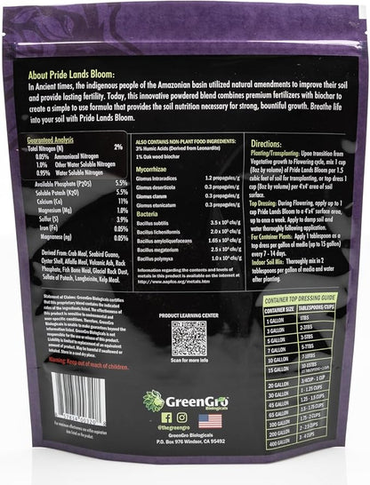 Pride Lands Premium Organic Bloom Fertilizer with NO Fillers, Bigger Buds and Flowers, Brighter Plants with Our Complete Bloom Nutrients, Recharge Soil and Boost Growth with Optimal Blend of NPK, 5 lb