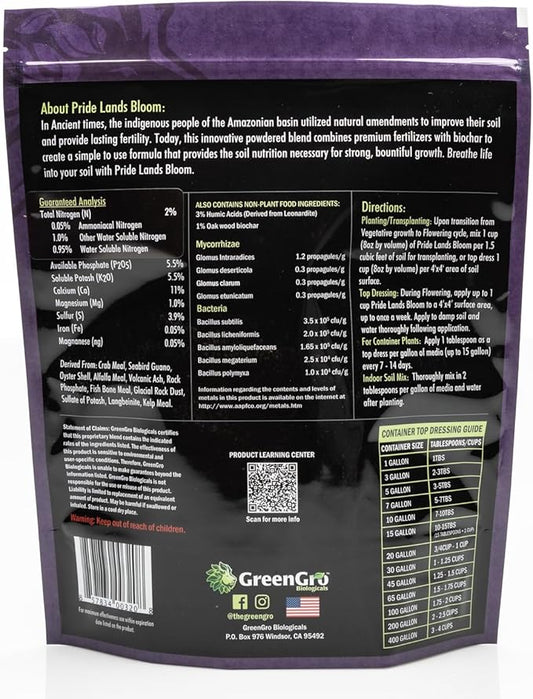 Pride Lands Premium Organic Bloom Fertilizer with NO Fillers, Bigger Buds and Flowers, Brighter Plants with Our Complete Bloom Nutrients, Recharge Soil and Boost Growth with Optimal Blend of NPK, 5 lb