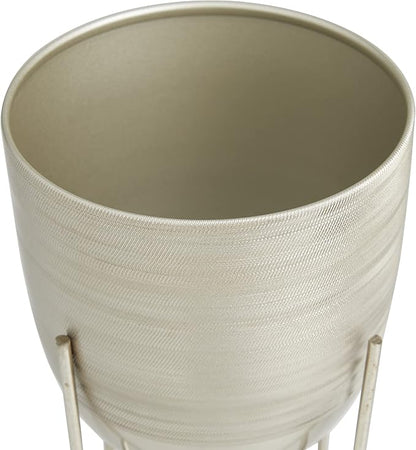 Deco 79 Metal Indoor Outdoor Planter Small Planter Pot with Removable Stand, Set of 2 Planters 6", 5"W, Silver