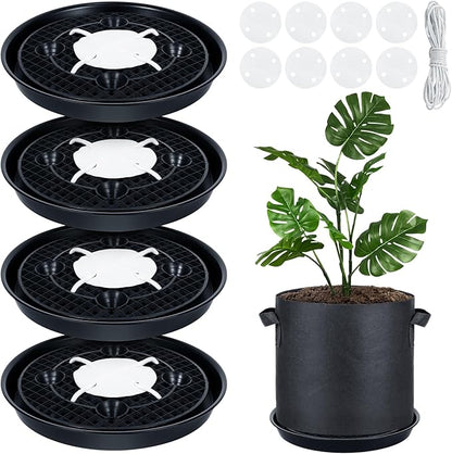 4 Pack 14'' Self-Watering Fabric Pot Base - Auto-Irrigation System Plant Saucer for 5 Gallon Fabric Pot, Auto Watering Plant Water Tray Self Watering System for Indoor Greenhouse Grow Tent Garden