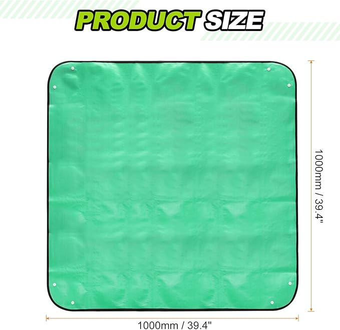 HARFINGTON Repotting Mat 39.4" x 39.4" PE Cloth Waterproof Plant Repotting Mat Foldable Portable Gardening Potting Tray with Plastic Buckle for Indoor Plant Change Soil Watering, Green