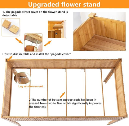 Bamboo Raised Garden Beds Outdoor, Raised Garden Bed with Legs, Elevated Bamboo Planter Box, Standing Growing Bed for Growing Fresh Herbs, Vegetables, Succulents, Flowers (48x25x30 Inch)