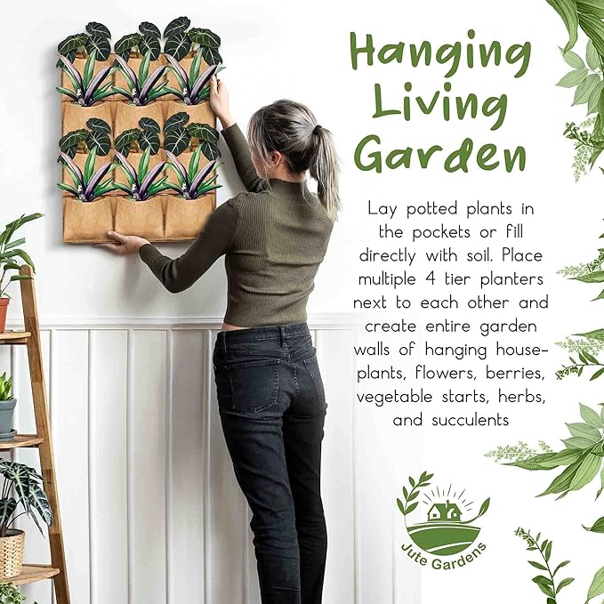 12 Pocket Vertical Garden Wall Planter Tower - Herb - Outdoor Indoor - Hanging - Plant - Living - Balcony - Growing System - Biodegradable - Sustainable - Vegetable -Patio…