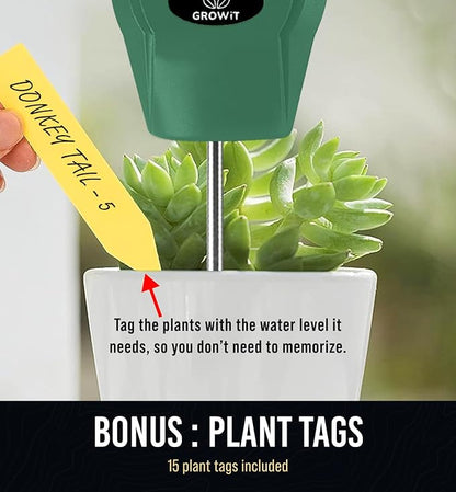 GROWIT Soil Water Monitor for Plants - Soil Moisture Meter | Hydrometer for Plants | Plant Moisture Meter Houseplants | Water Tester for Plants | Farming Indoor and Outdoor Plants- Hunter Green