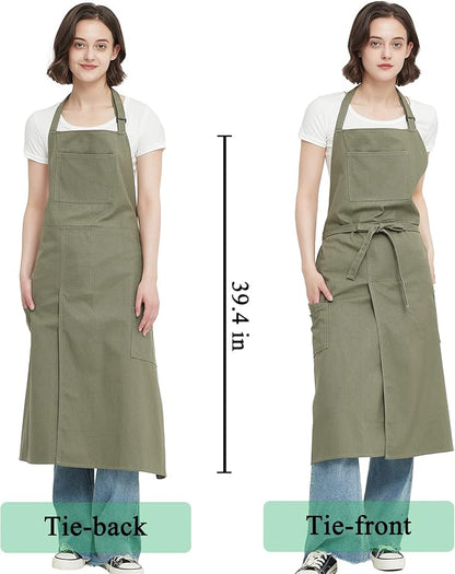 Pottery Apron with Split Leg, Long Unisex Artist Aprons with 3 Pockets for Ceramics & Clay