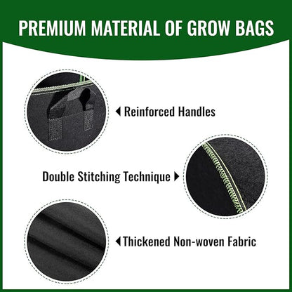 ACSTEP 20-Pack 10 Gallon Grow Bags Heavy Duty Aeration Fabric Pots Thickened Nonwoven Fabric Pots for Planting Outdoor Plants