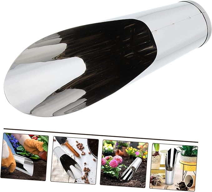 Stainless Steel Gardening Scoop Small Soil Shovel Lightweight Handheld Planting Tool for Transplanting Potting Succulents Indoor Outdoor 6.69In