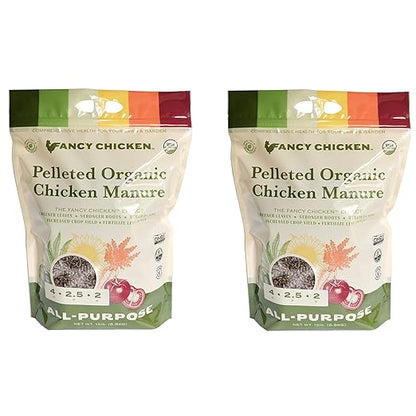 All-Purpose Manure - 15lbs Pelleted Dried Organic Chicken Manure | All-Natural Plant Food | Ideal for Vegetables Plants Fruits Trees Lawn Gardening & Farming | USDA Organic (2 Pack)