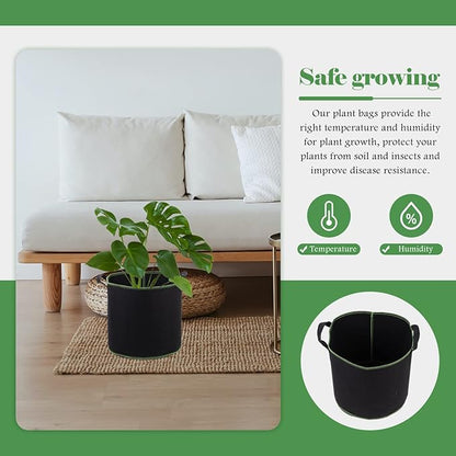 DOITOOL 5 Pack 4 Gallon Plant Grow Bags, Nonwoven Plant Fabric Pots with Handles, Vegetable/Flower/Plant Grow Bags for Nursery Garden Planting